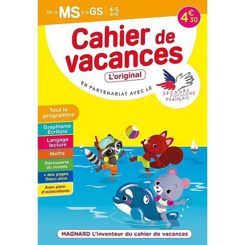 Cahier de vacances ; de la MS à la GS ; 4