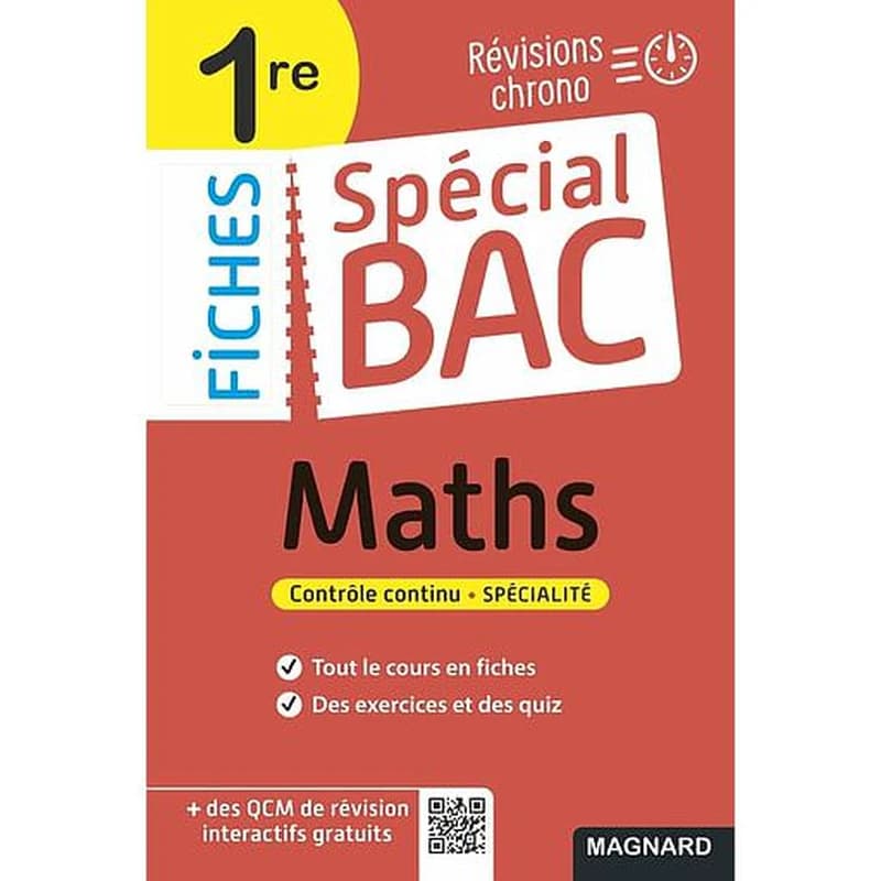 Fiches spécial bac : maths ; 1re bac 2022 ; tout le programme en 53 fiches, mémos, schémas-bilans, exercices et QCM