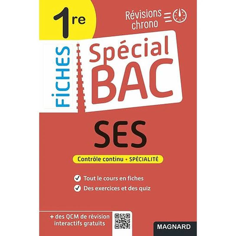 Fiches spécial bac : SES ; 1re bac 2022 ; tout le programme en 53 fiches, mémos, schémas-bilans, exercices et QCM