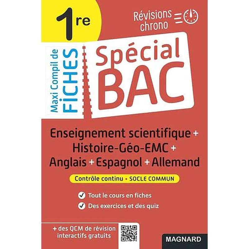 Spécial bac : maxi compil de fiches ; contrôle continu ; 1re bac 2022 ; tout le programme en 191 fiches, cours ultra-visuel, mémos, schémas-bilans, exercices et QCM