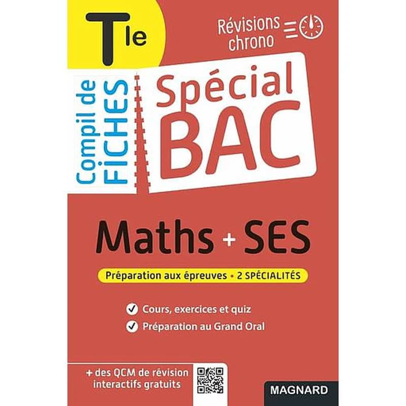 Spécial bac : compil de fiches ; maths-SES ; terminale bac 2022 ; tout le programme des 2 spécialités en 120 fiches visuelles