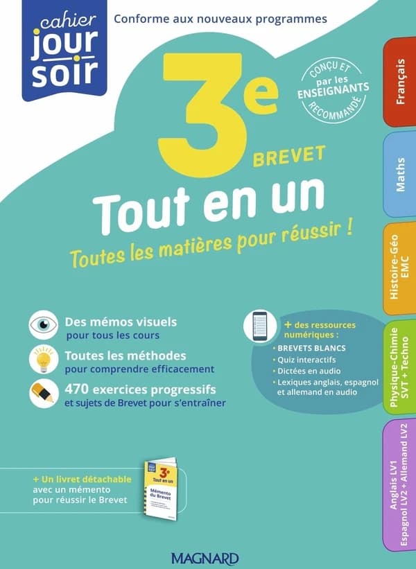 Tout en un brevet, 3e : toutes les matières pour réussir !