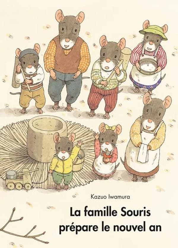 La famille Souris prépare le Nouvel an : grand-père, grand-mère, papa, maman et nous, les dix enfants, nous formons une famille de quatorze souris