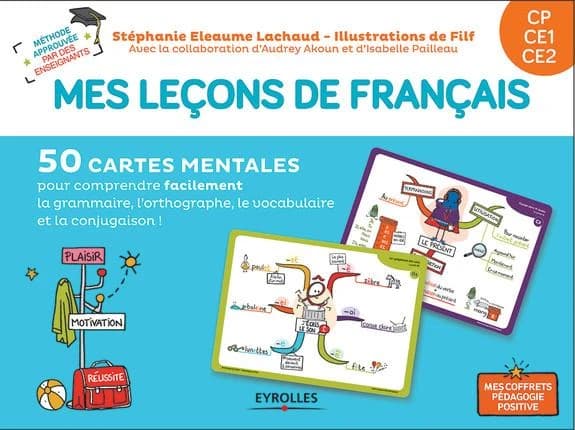 Mes leçons de français ; CP, CE1, CE2 ; 50 cartes mentales