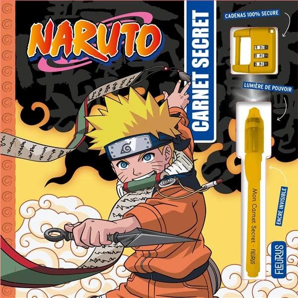 Carnet secret Naruto : Avec 1 stylo à encre invisible et 1 cadenas 100 % secure