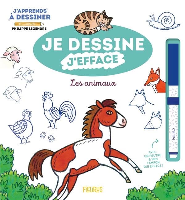 Les animaux : Avec 1 feutre & son tampon qui efface !