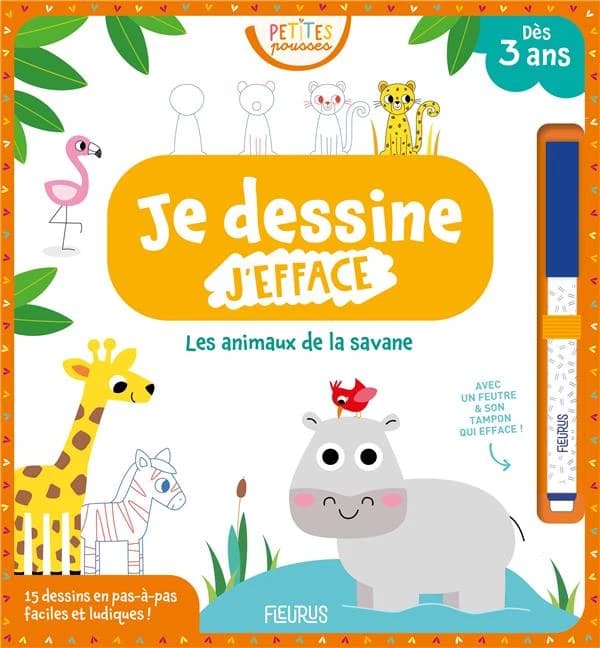 Je dessine, j'efface les animaux de la savane