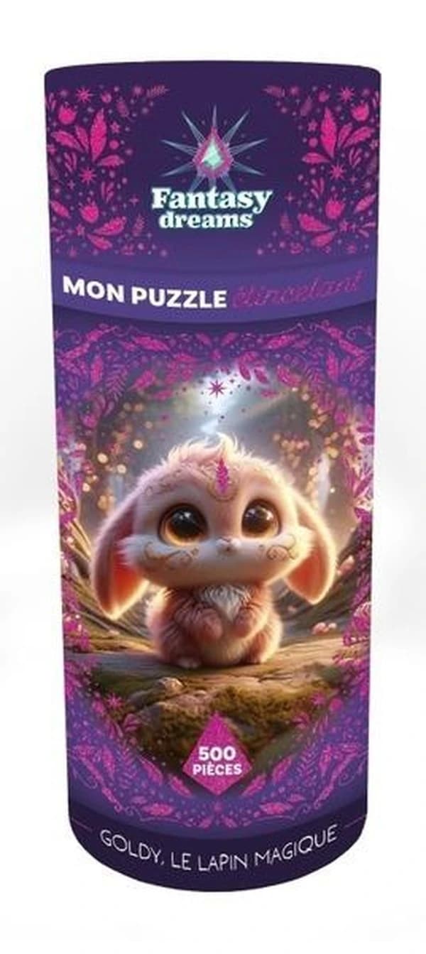 Fantasy Dreams : Mon puzzle étincelant : Goldy, le lapin magique : 500 pièces
