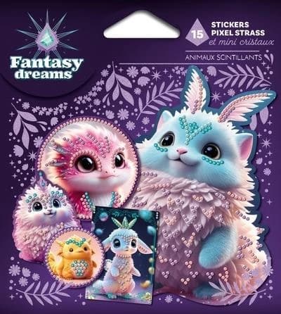 15 stickers en pixel strass : animaux scintillants : dès 3 ans : [Autocollant]