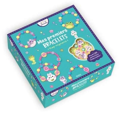 Mes premiers bracelets trop mignons : Coffret avec plus de 130 perles en bois, 2 fils élastiques et le pas à pas illustré