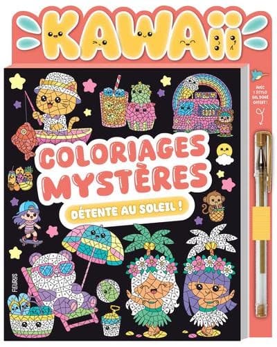 Coloriages mystères : Kawaii : Détente au soleil !