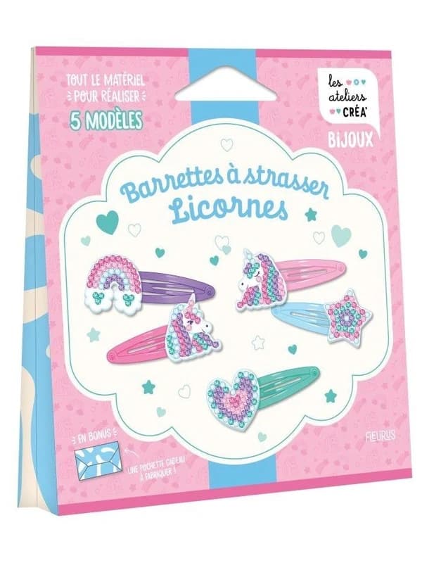 Barrettes à strasser : Licornes