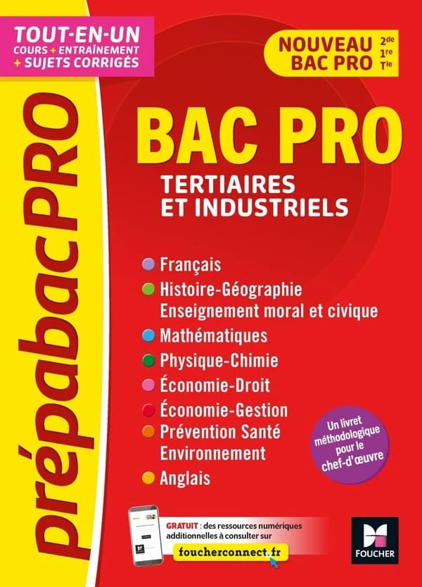 Prépabac : matières générales ; bac pro tertiaires et industriels ; tout-en-un