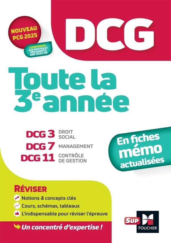 DCG, toute la 3e année : DCG 3, droit social, DCG 7, management, DCG 11, contrôle de gestion ([Éd. à jour du] nouveau PCG 2025, conforme aux nouveaux règlements ANC 2022-06) sous la direction d'Alain Burlaud ; [auteurs], Isabelle Chédaneau, Éric Margottea