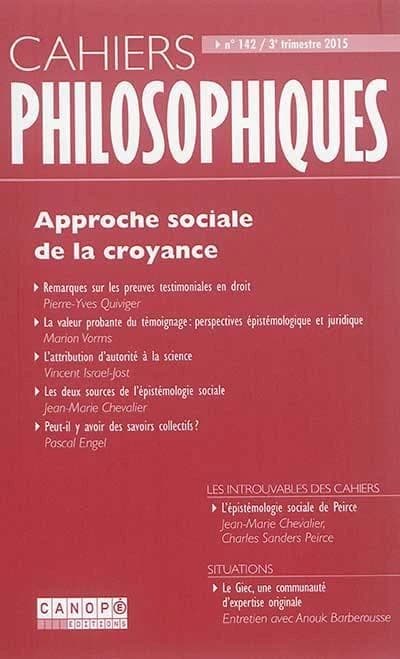 Cahiers philosophiques n.142 : approche sociale de la croyance