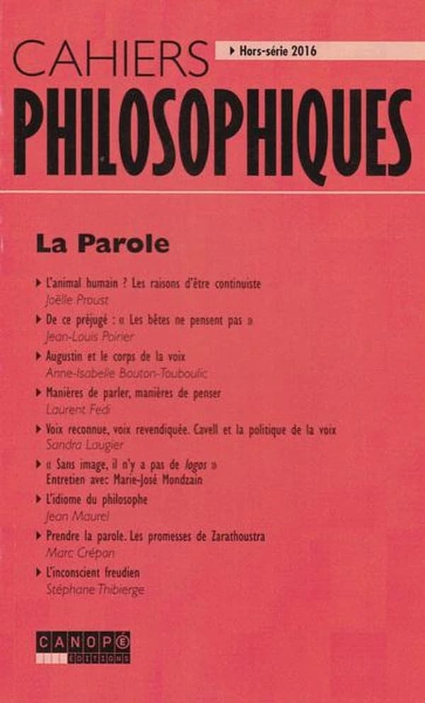 Cahiers philosophiques n.HS : la parole