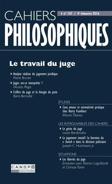 Cahiers philosophiques n.147 : le travail du juge