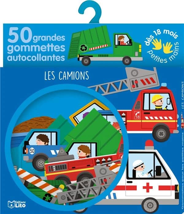 Gommettes pour les petites mains : 50 grandes gommettes autocollantes ; les camions
