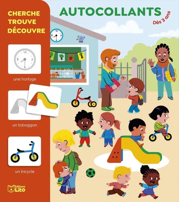 Autocollant : [l'école maternelle] : cherche, trouve et découvre : dès 3 ans : [Autocollant]
