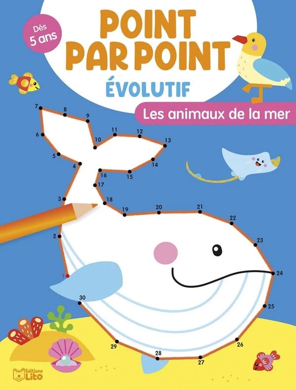 Point par point évolutif : les animaux de la mer : 5-7 ans : [Album à colorier]