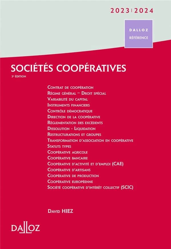 Sociétés coopératives (3e éd., janvier 2023) David Hiez,...