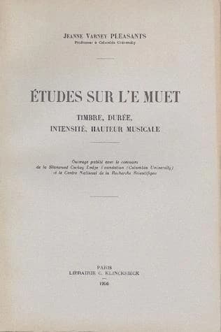 Études sur l'e muet : Timbre, durée, intensité, hauteur musicale