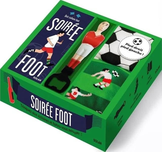 Soirée foot : Coffret avec 1 décapsuleur babyfoot et 1 paire de chaussettes