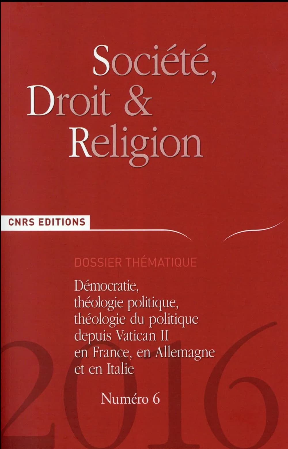 SOCIETE, DROIT & RELIGION Tome 6 : démocratie, théologie politique, théologie du politique depuis Vatican II