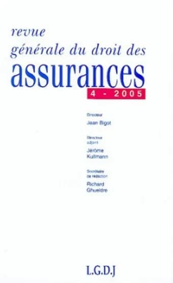 Revue generale de droit des assurances n 4
