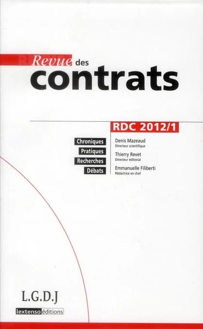 Revue des contrats n.1 : 2012