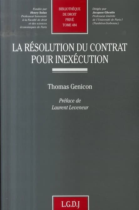 La résolution du contrat pour inexécution
