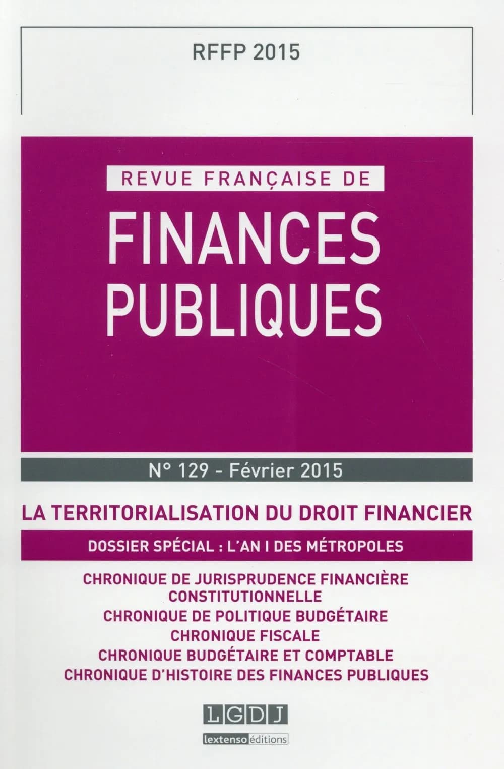 Revue française de finances publiques n.129 : territorialisation du droit financier