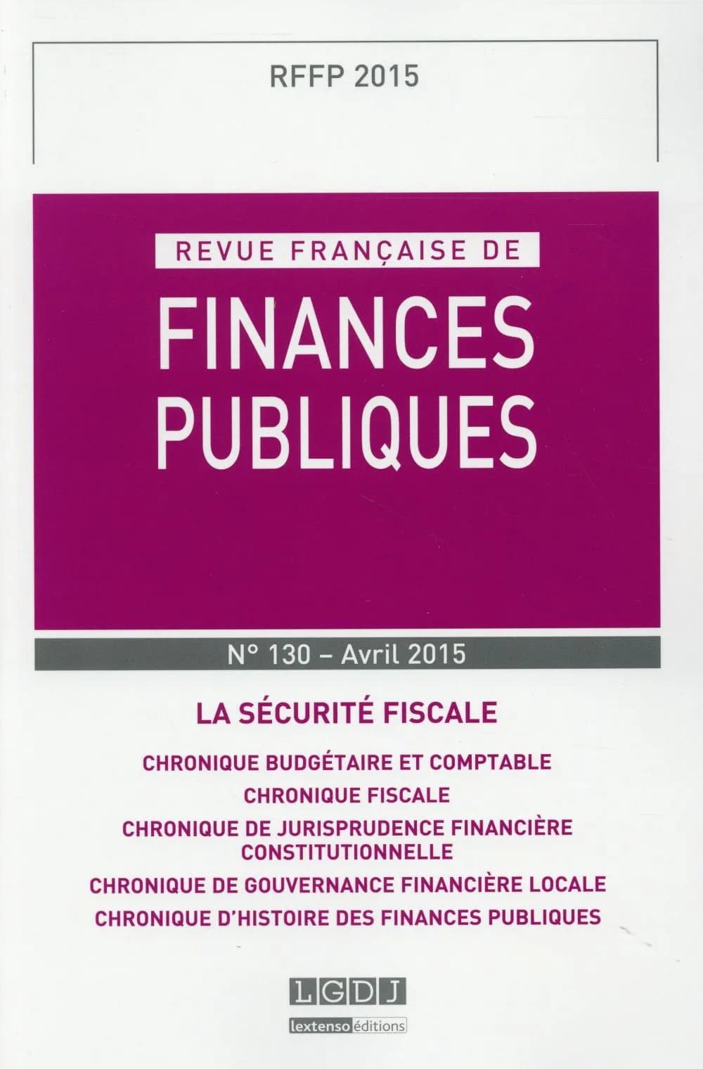 Revue francaise de finances publiques n 130
