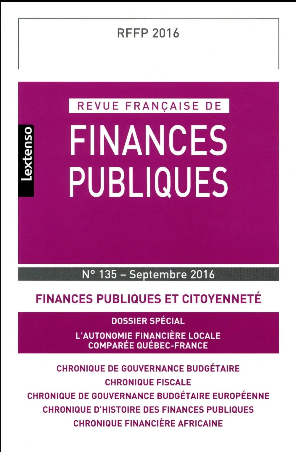 Revue française de finances publiques n.135 : finances publiques et citoyenneté