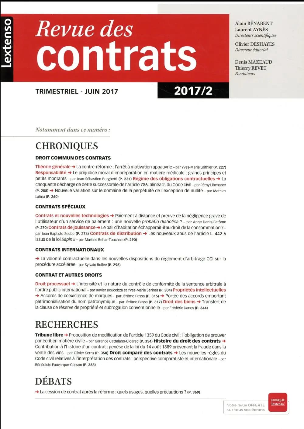 Revue des contrats n.2017