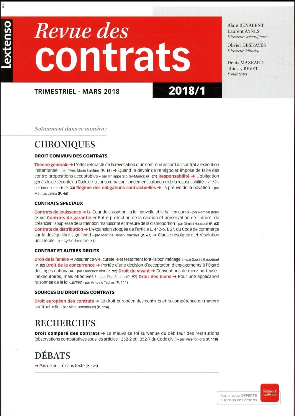 Revue des contrats n.2018