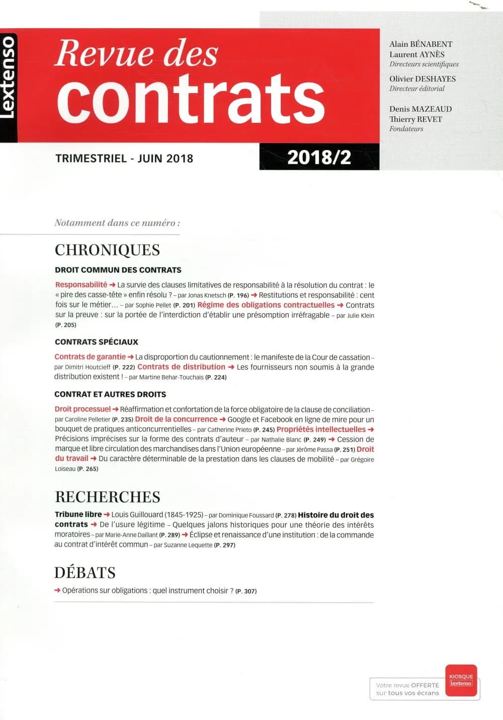 Revue des contrats n.2018