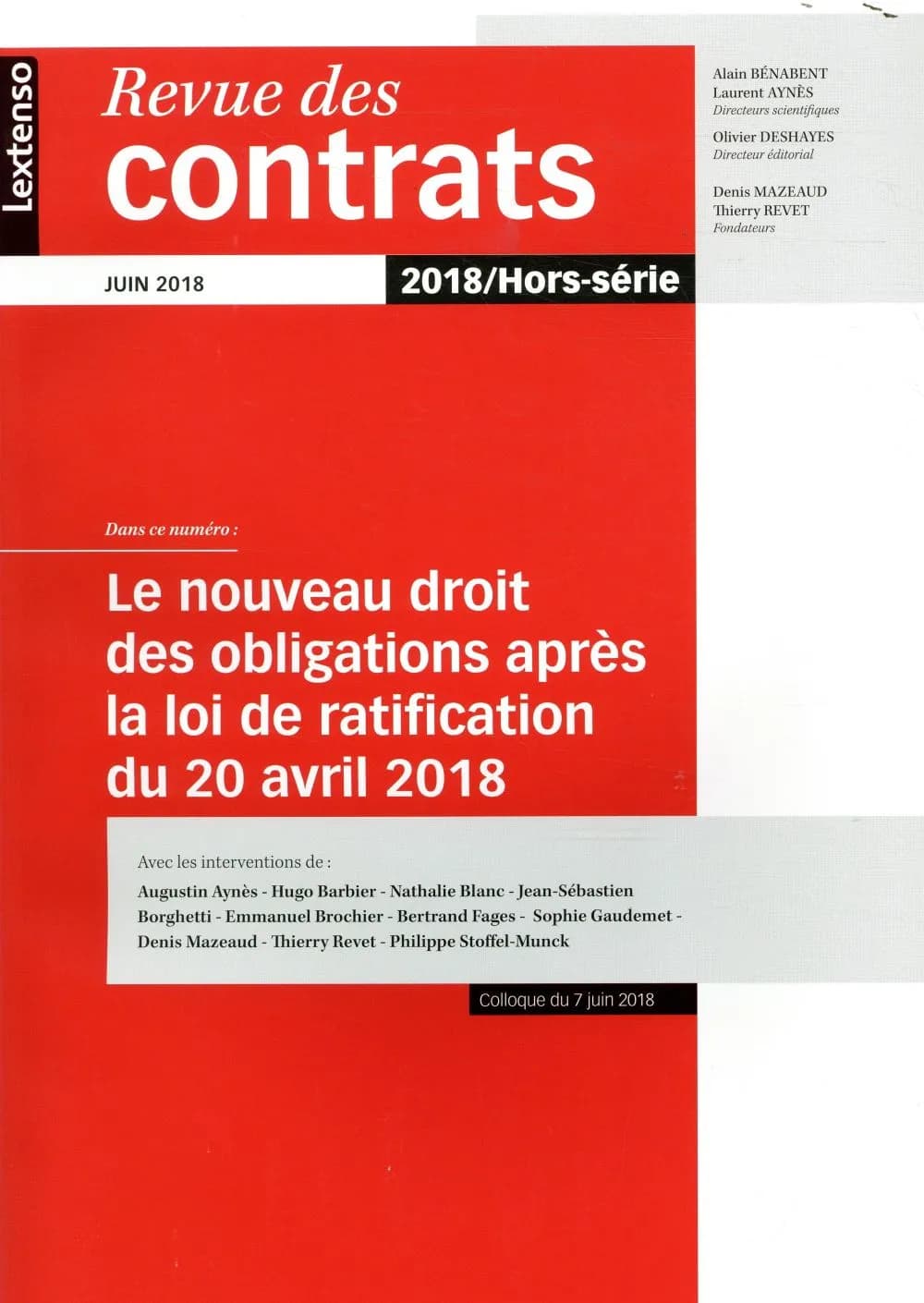 Revue des contrats : le nouveau droit des obligations après la loi de ratification
