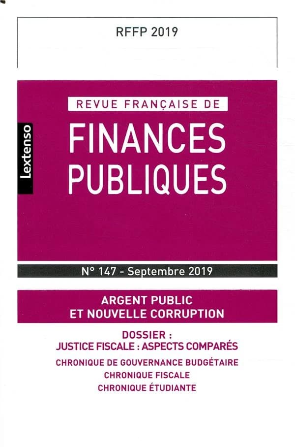 Revue française de finances publiques n.147 : argent public et nouvelle corruption