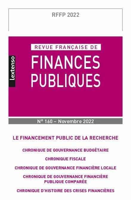 Revue française de finances publiques n.160-2022 : le financement public de la recherche