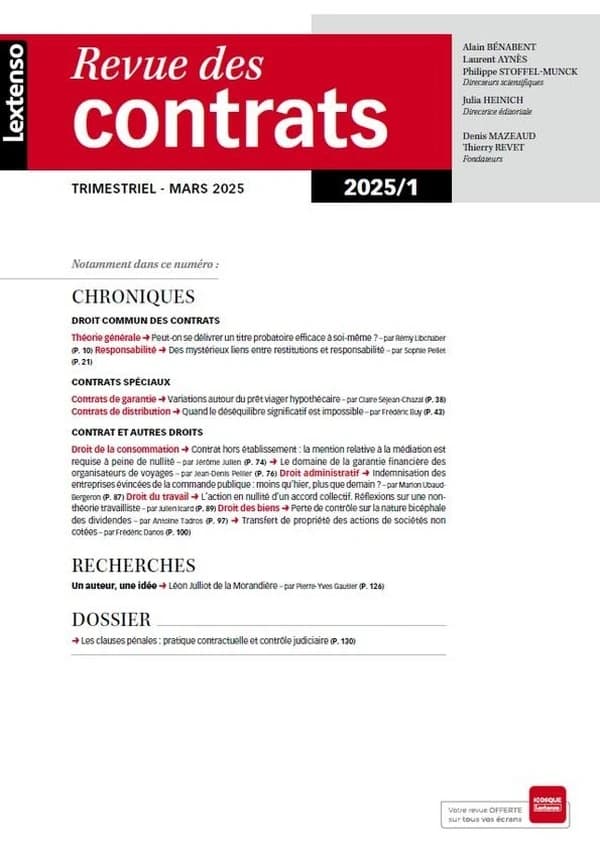 Revue des contrats : Revue des Contrats 01