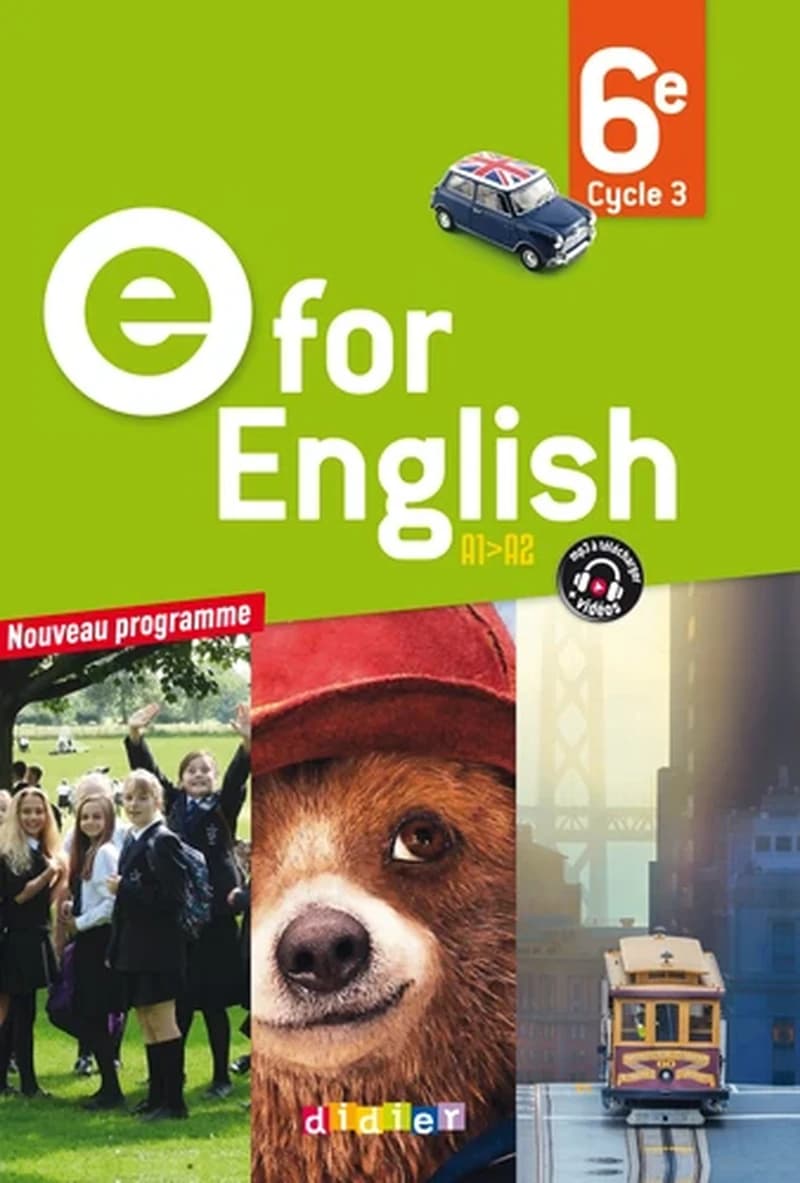 E for english : anglais ; 6ème