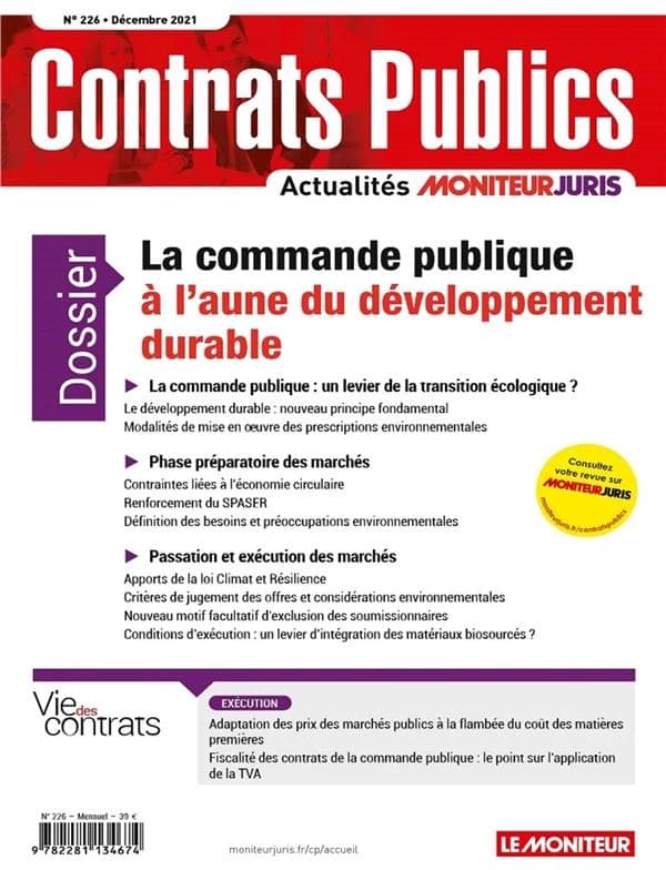 Actualité Commande Contrats Publics n.226 : la commande publique à l'aune du développement durable