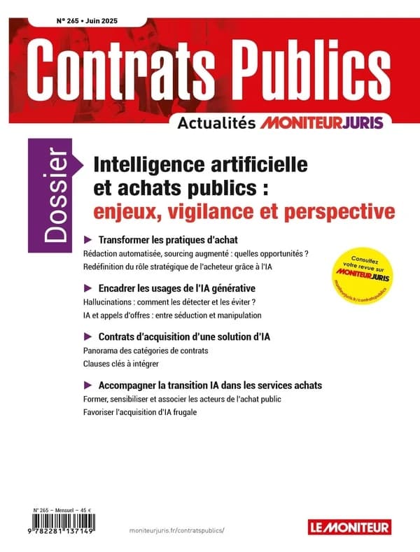 Actualité Commande Contrats Publics n.265 : Intelligence artificielle et achats publics : enjeux, vigilance et perspective