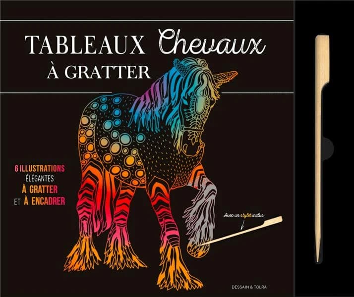 Tableaux chevaux à gratter : 6 illustrations apaisantes à gratter et à encadrer : [Carte à gratter]