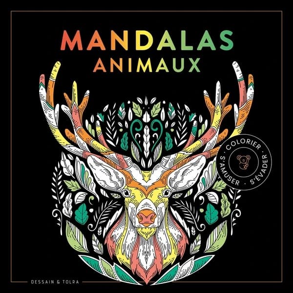 Mandalas animaux : black coloriage : [Album à colorier]