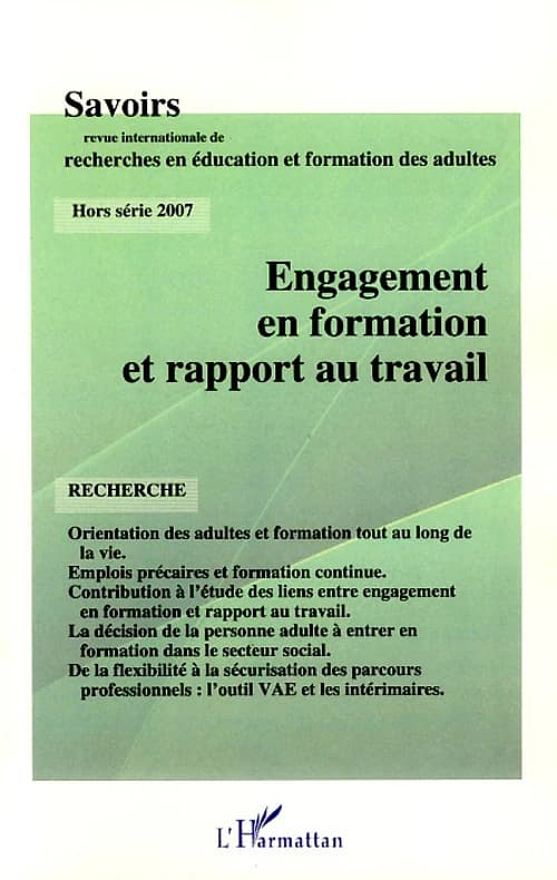 REVUE SAVOIRS : engagement en formation et rapport au travail