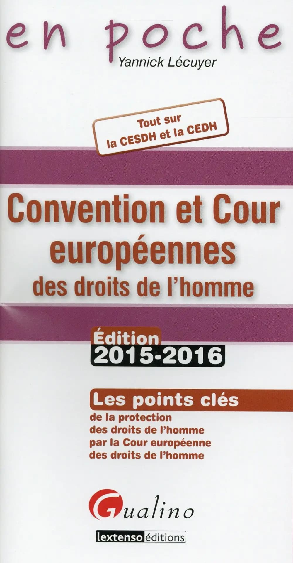 Convention et Cour européenne des droits de l'homme : les points clés de la protection des droits de l'homme par la Cour européenne des droits de l'homme (Éd. 2015-2016) [Yannick Lécuyer]