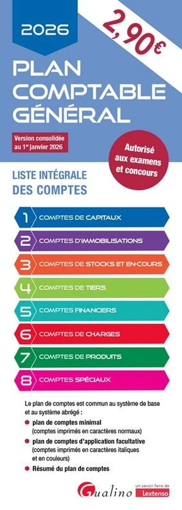 Plan comptable général : liste intégrale des comptes, autorisé aux examens et concours (Éd. 2026)
