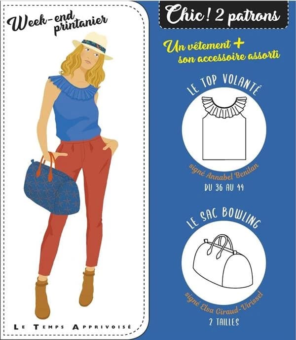 Week-end printanier : Chic! 2 patrons : un vêtement + un accessoire assorti : [Image didactique]